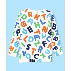 Pine Kids Cotton Knit Full Sleeves Alphabet Printed Night Suit - Multicolour