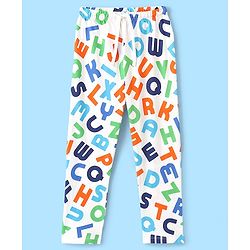 Pine Kids Cotton Knit Full Sleeves Alphabet Printed Night Suit - Multicolour
