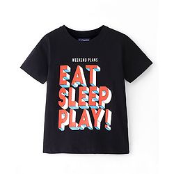 Pine Kids Half Sleeves Chest Printed Night Suit with All Over Printed Bottom - Black