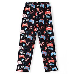 Pine Kids Half Sleeves Chest Printed Night Suit with All Over Printed Bottom - Black