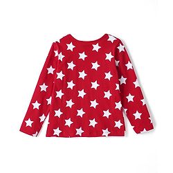 Pine Kids Cotton Full Sleeves Night Suit All Over Star Printed - Bittersweet Red