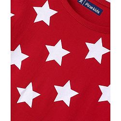 Pine Kids Cotton Full Sleeves Night Suit All Over Star Printed - Bittersweet Red