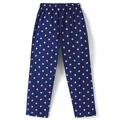 Pine Kids Half Sleeve Text Print & Polka Dot Night Suit - Pink & Navy Blue