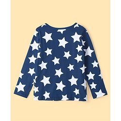 Pine Kids Cotton Full Sleeves Night Suit With Polka Print All Over Star Printed - Blue