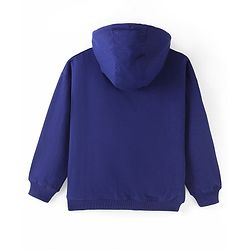 Pine Kids 100% Cotton Knit Full Sleeves Hooded Sweat Jacket with Heart Print - Blue
