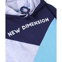 Pine Kids Full Sleeve Hooded Biowashed Sweatshirt Text Print - Aqua