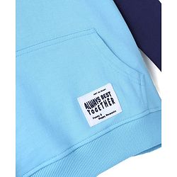Pine Kids Full Sleeve Hooded Biowashed Sweatshirt Text Print - Aqua