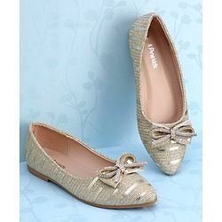 Pine Kids Slip On Bellies with Bow Applique - Golden