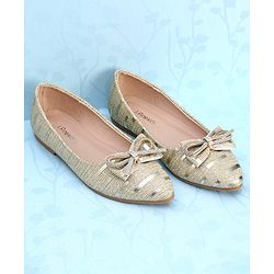 Pine Kids Slip On Bellies with Bow Applique - Golden