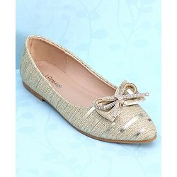 Pine Kids Slip On Bellies with Bow Applique - Golden