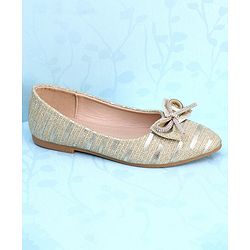 Pine Kids Slip On Bellies with Bow Applique - Golden