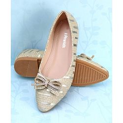 Pine Kids Slip On Bellies with Bow Applique - Golden