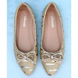 Pine Kids Slip On Bellies with Bow Applique - Golden