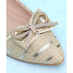 Pine Kids Slip On Bellies with Bow Applique - Golden