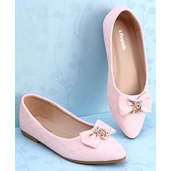 Pine Kids Slip On Bellies With Bow Applique - Pink