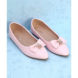 Pine Kids Slip On Bellies With Bow Applique - Pink