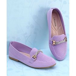 Pine Kids Slip On Bellies with Stone Studded Applique - Purple