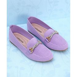 Pine Kids Slip On Bellies with Stone Studded Applique - Purple