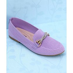 Pine Kids Slip On Bellies with Stone Studded Applique - Purple