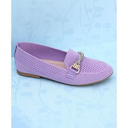 Pine Kids Slip On Bellies with Stone Studded Applique - Purple