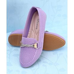 Pine Kids Slip On Bellies with Stone Studded Applique - Purple