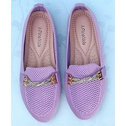 Pine Kids Slip On Bellies with Stone Studded Applique - Purple