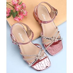 Pine Kids Slip On Sandals with Stone Detailing & Buckle Closure - Pink