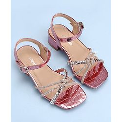 Pine Kids Slip On Sandals with Stone Detailing & Buckle Closure - Pink