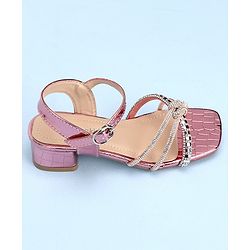 Pine Kids Slip On Sandals with Stone Detailing & Buckle Closure - Pink