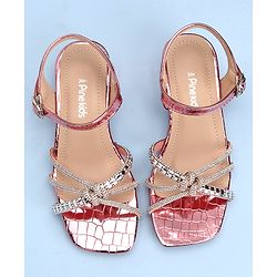 Pine Kids Slip On Sandals with Stone Detailing & Buckle Closure - Pink