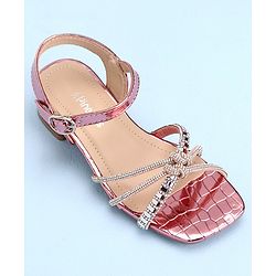 Pine Kids Slip On Sandals with Stone Detailing & Buckle Closure - Pink