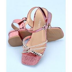 Pine Kids Slip On Sandals with Stone Detailing & Buckle Closure - Pink