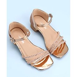 Pine Kids Slip On Sandals with Stone Detailing & Buckle Closure - Champagne Gold