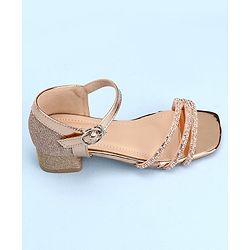 Pine Kids Slip On Sandals with Stone Detailing & Buckle Closure - Champagne Gold