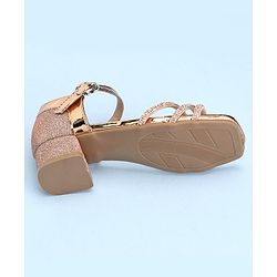 Pine Kids Slip On Sandals with Stone Detailing & Buckle Closure - Champagne Gold
