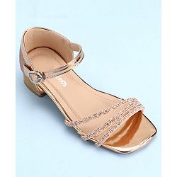 Pine Kids Slip On Sandals with Stone Detailing & Buckle Closure - Champagne Gold