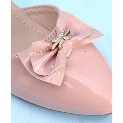 Pine Kids Stone Studded Slip On Spiral Sandal With Bow Applique- Pink