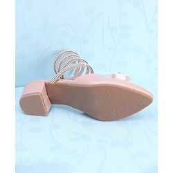 Pine Kids Stone Studded Slip On Spiral Sandal With Bow Applique- Pink
