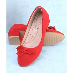 Pine Kids Slip On Bellies with Bow Applique - Red