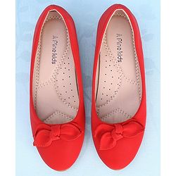 Pine Kids Slip On Bellies with Bow Applique - Red