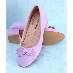 Pine Kids Slip On Bellies with Bow Applique - Purple