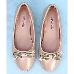 Pine Kids Slip On Shimmer Pearl & Stud Detailing Bellies - Golden