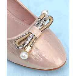 Pine Kids Slip On Shimmer Pearl & Stud Detailing Bellies - Golden