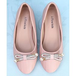 Pine Kids Slip On Shimmer Pearl & Stud Detailing Bellies - Pink