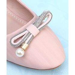 Pine Kids Slip On Shimmer Pearl & Stud Detailing Bellies - Pink