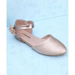 Pine Kids Velcro Closure Shimmer Striped Bellies with Floral Applique - Beige