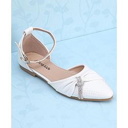 Pine Kids Buckle Closure Bellies with Tie Knot Stud Detailing - White