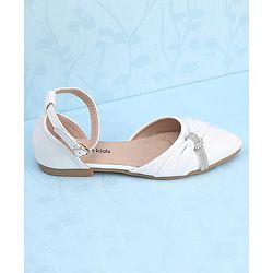 Pine Kids Buckle Closure Bellies with Tie Knot Stud Detailing - White