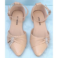 Pine Kids Buckle Closure Bellies with Tie Knot Stud Detailing - White