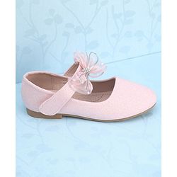 Pine Kids Velcro Closure Bellies with Mesh Bow Applique - Pink
